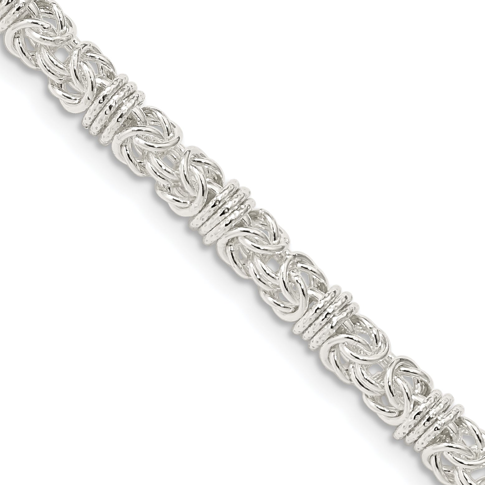 24 Inch Sterling Silver 4mm Fancy Byzantine Chain Necklace