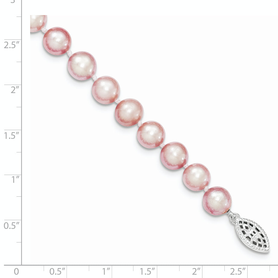 7.25 Inch Sterling Silver 7-8mm Purple Fw Cultured Pearl Bracelet