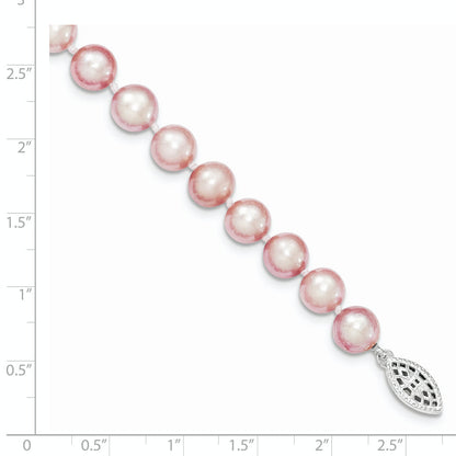 7.25 Inch Sterling Silver 7-8mm Purple Fw Cultured Pearl Bracelet