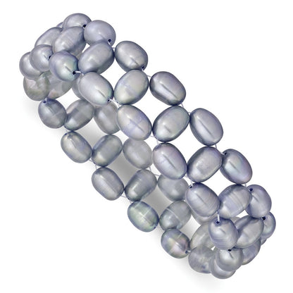 Fashion 6-7mm Grey Rice Freshwater Cultured Pearl Stretch Bracelet