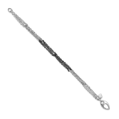 7.5 Inch Sterling Silver Ruthenium & Rhodium-Plated Fancy Chain Link Bracelet