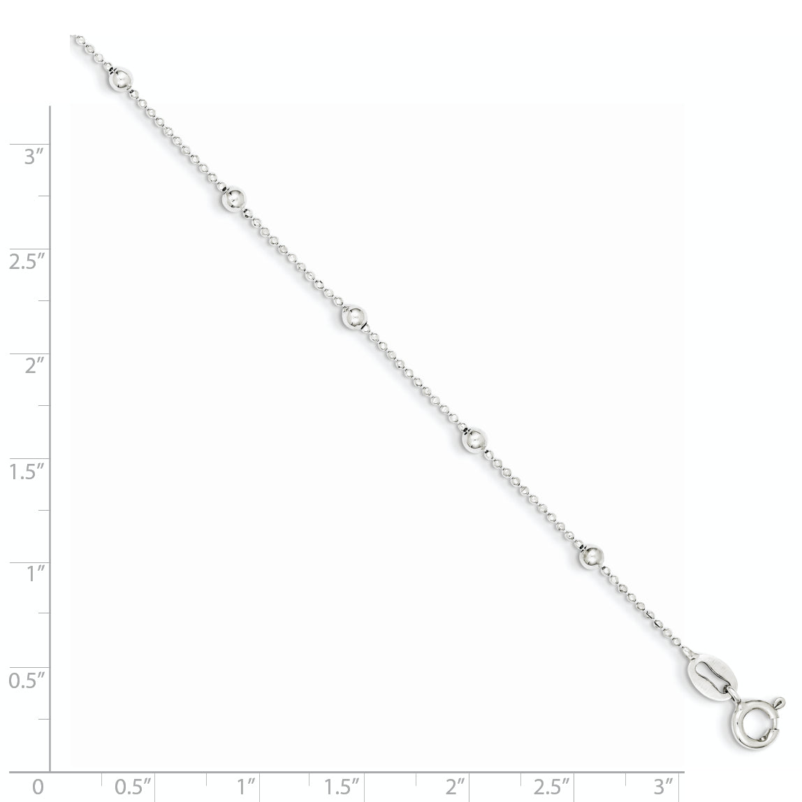 7 Inch Sterling Silver Polished Beaded Bracelet