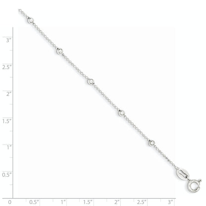 7 Inch Sterling Silver Polished Beaded Bracelet