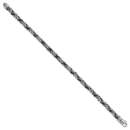 7.25 Inch Sterling Silver & Ruthenium-Plated Twisted Chain Bracelet