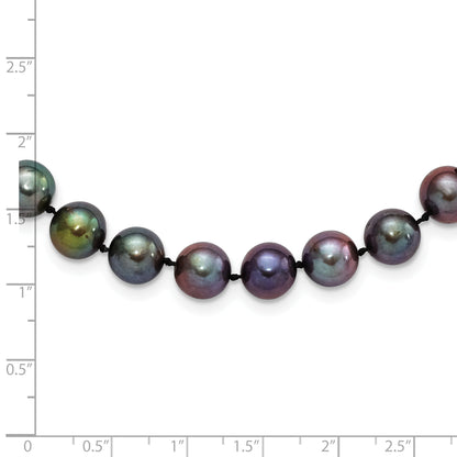7.25 Inch Sterling Silver Rhod-Plated 9-10mm Black Fwc Pearl Bracelet