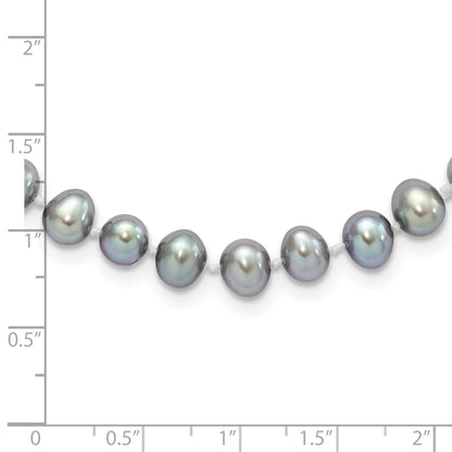 7.25 Inch Sterling Silver Rhodium 6-7mm Grey Fwc Pearl Bracelet