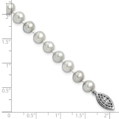7.25 Inch Sterling Silver Rhodium 6-7mm Grey Fwc Pearl Bracelet