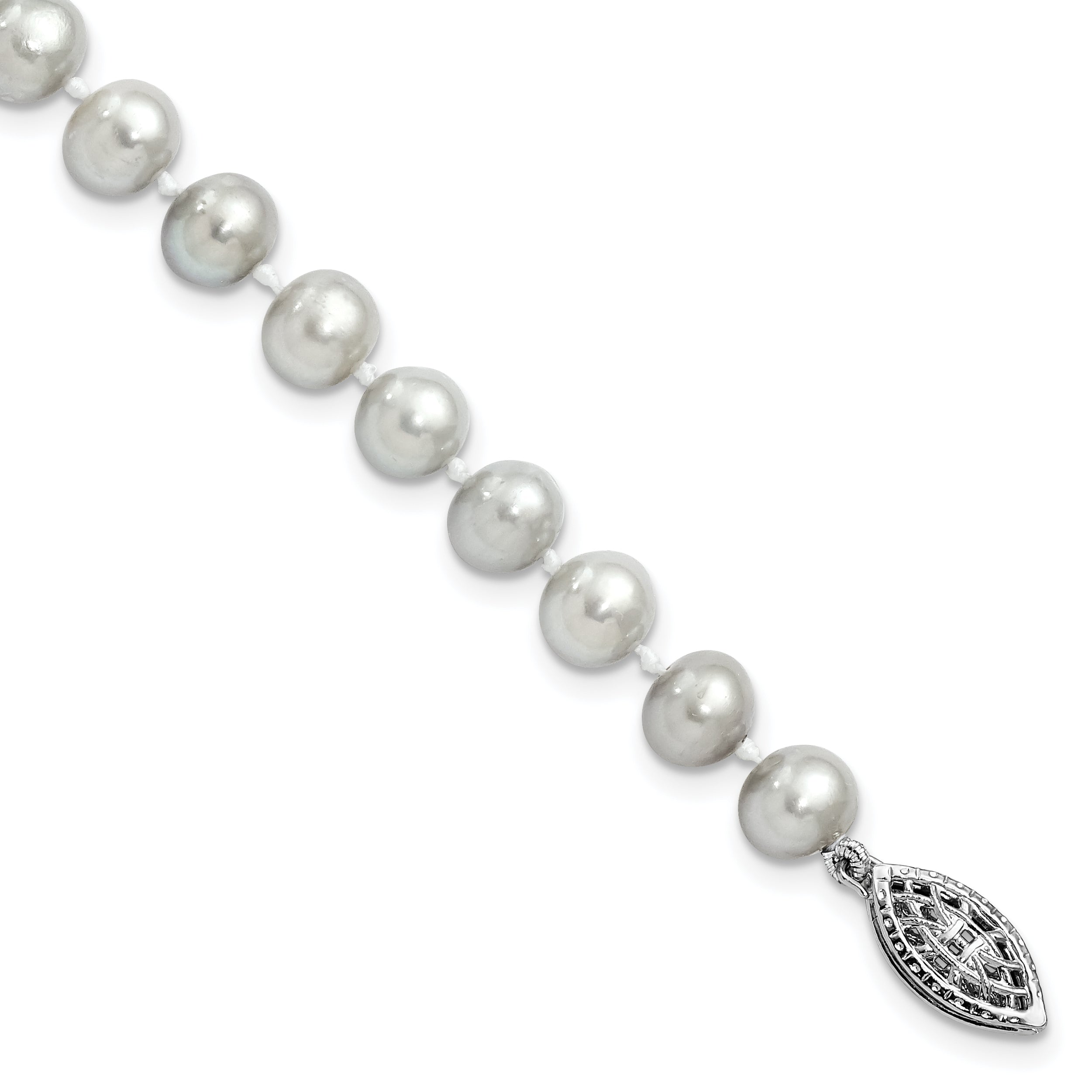 7.25 Inch Sterling Silver Rhodium 6-7mm Grey Fwc Pearl Bracelet