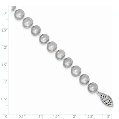 7.25 Inch Sterling Silver Rhodium 7-8mm Grey Fwc Pearl Bracelet