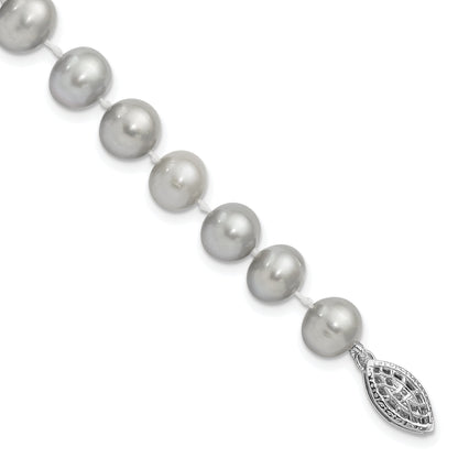 7.25 Inch Sterling Silver Rhodium 7-8mm Grey Fwc Pearl Bracelet