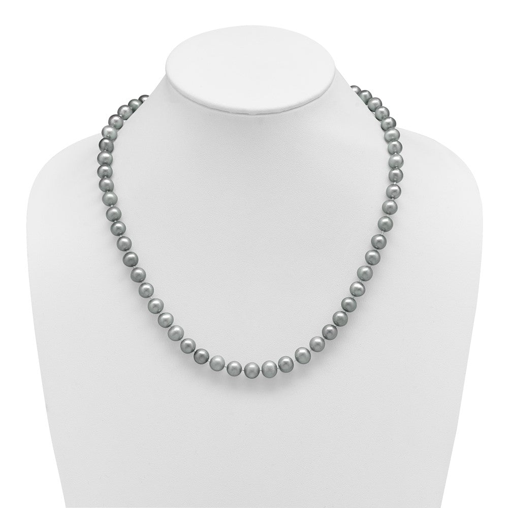 Sterling Silver Rhodium 8-9mm Grey Fwc Pearl Necklace