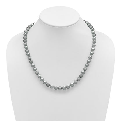 Sterling Silver Rhodium 8-9mm Grey Fwc Pearl Necklace