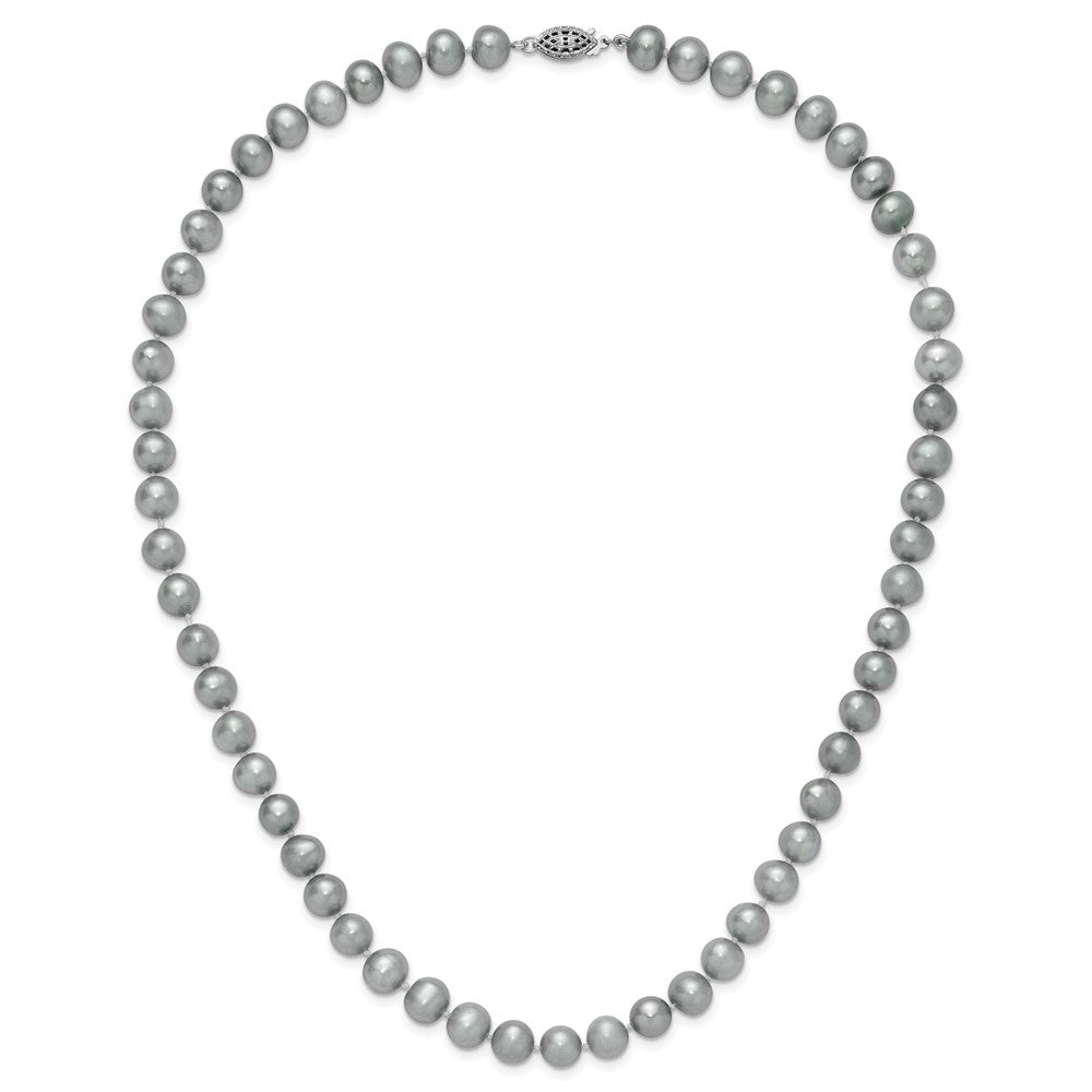 Sterling Silver Rhodium 8-9mm Grey Fwc Pearl Necklace