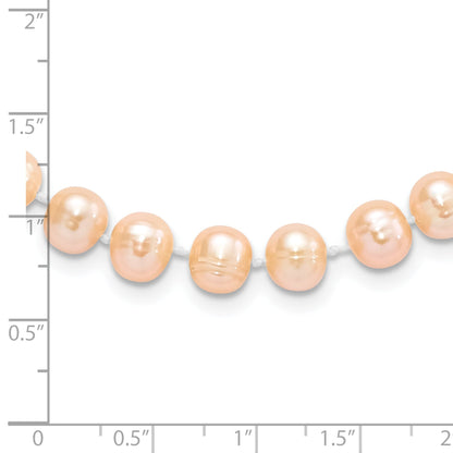 7.25 Inch Sterling Silver Rhod-Plated 7-8mm Pink Fwc Pearl Bracelet