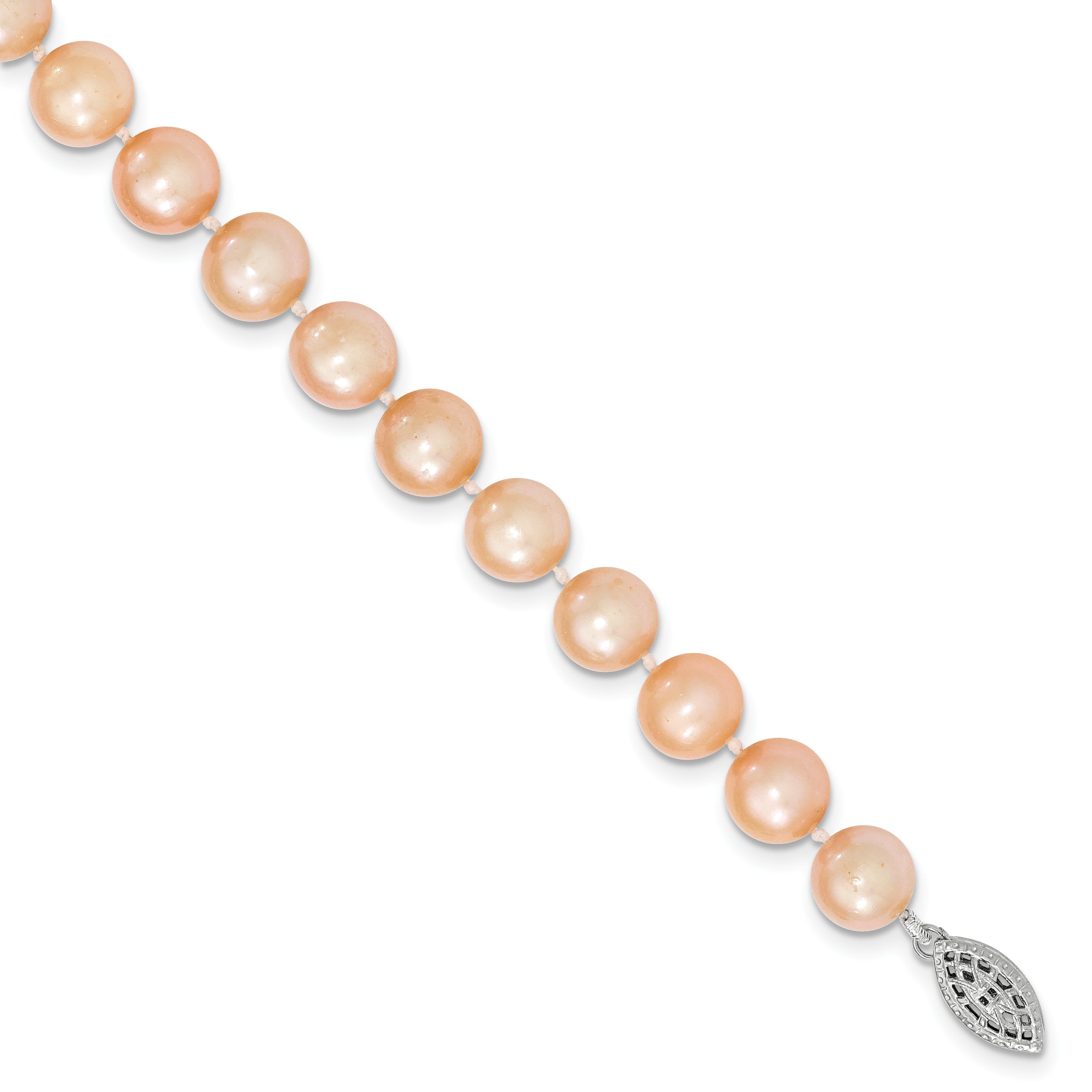 Sterling Silver 9-10mm Pink Egg Shape Fw Cultured Pearl Bracelet