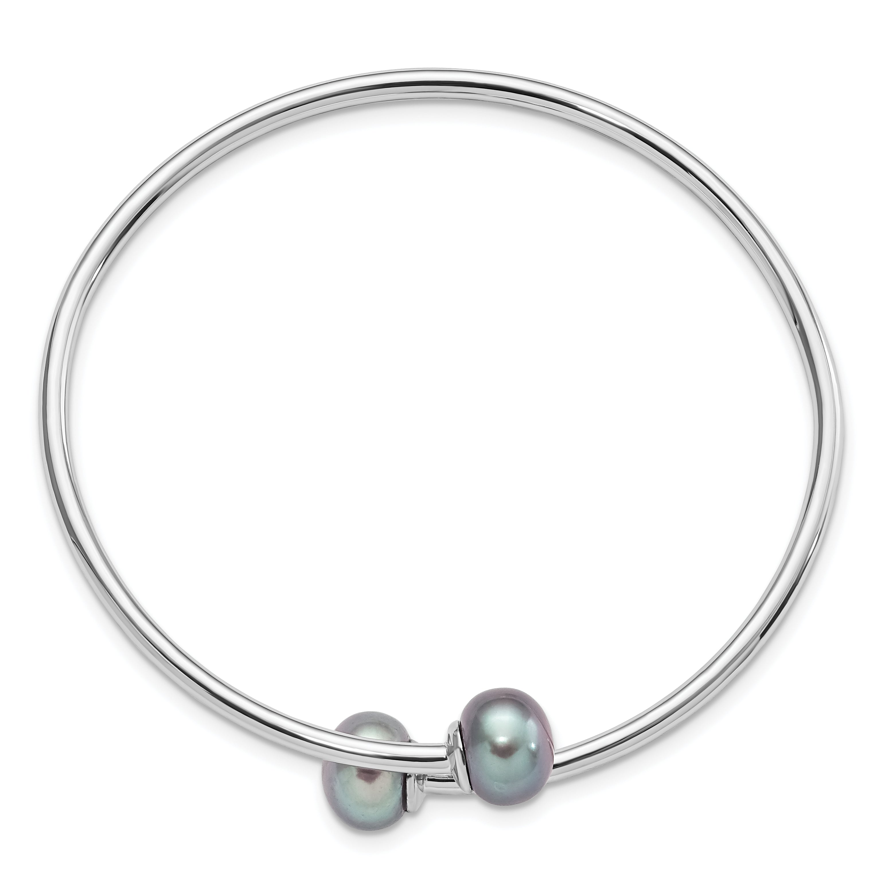 Sterling Silver Rhodium-Plated 9-10mm Grey Button Fwc Pearl Bracelet