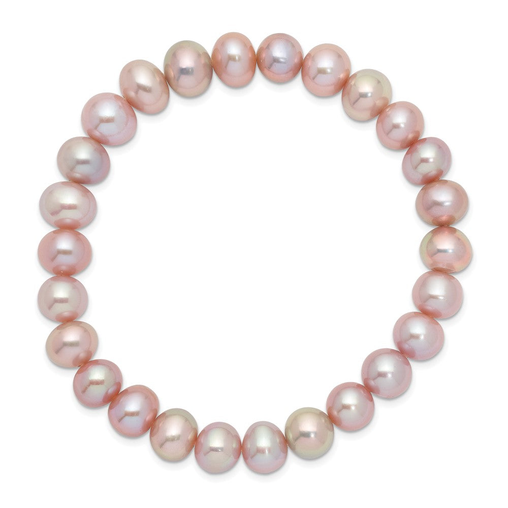 Fashion 8-9mm Pink Near-Round Freshwater Cultured Pearl Stretch Bracelet