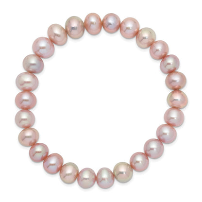 Fashion 8-9mm Pink Near-Round Freshwater Cultured Pearl Stretch Bracelet