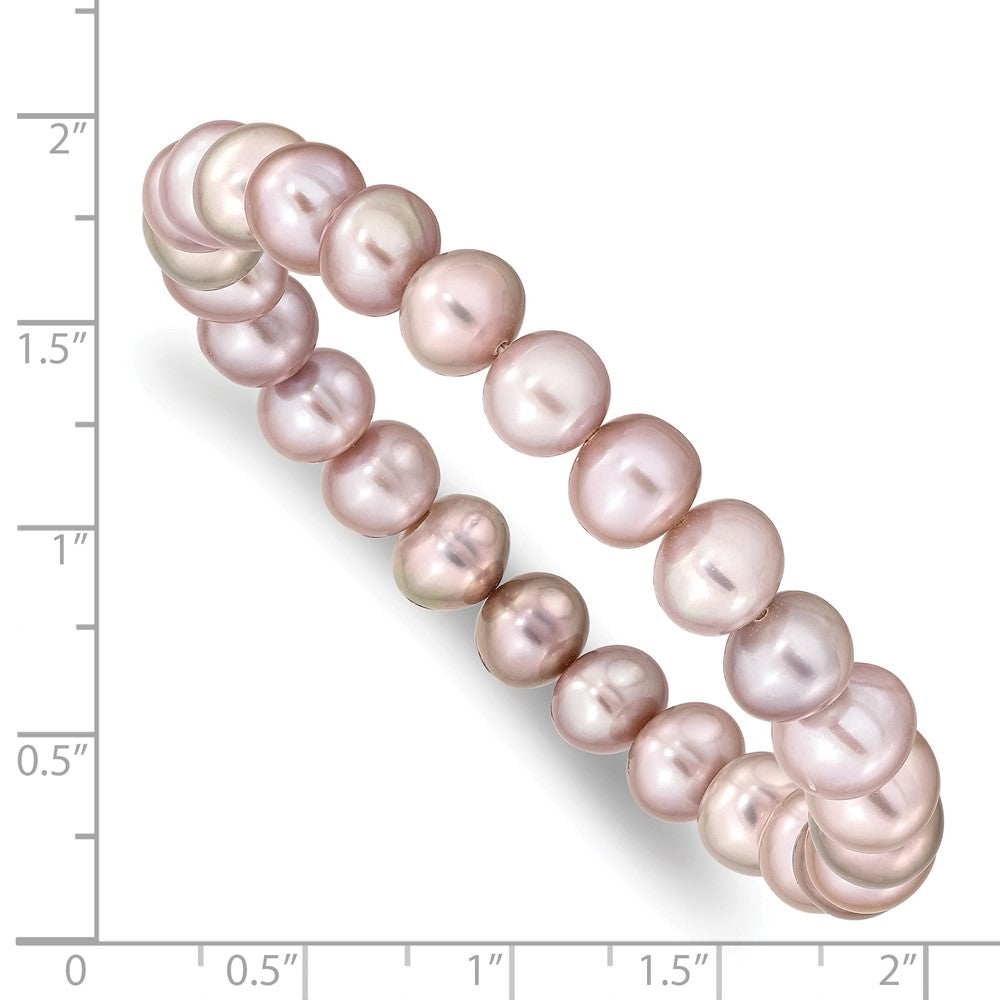 Fashion 8-9mm Pink Near-Round Freshwater Cultured Pearl Stretch Bracelet