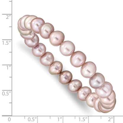 Fashion 8-9mm Pink Near-Round Freshwater Cultured Pearl Stretch Bracelet