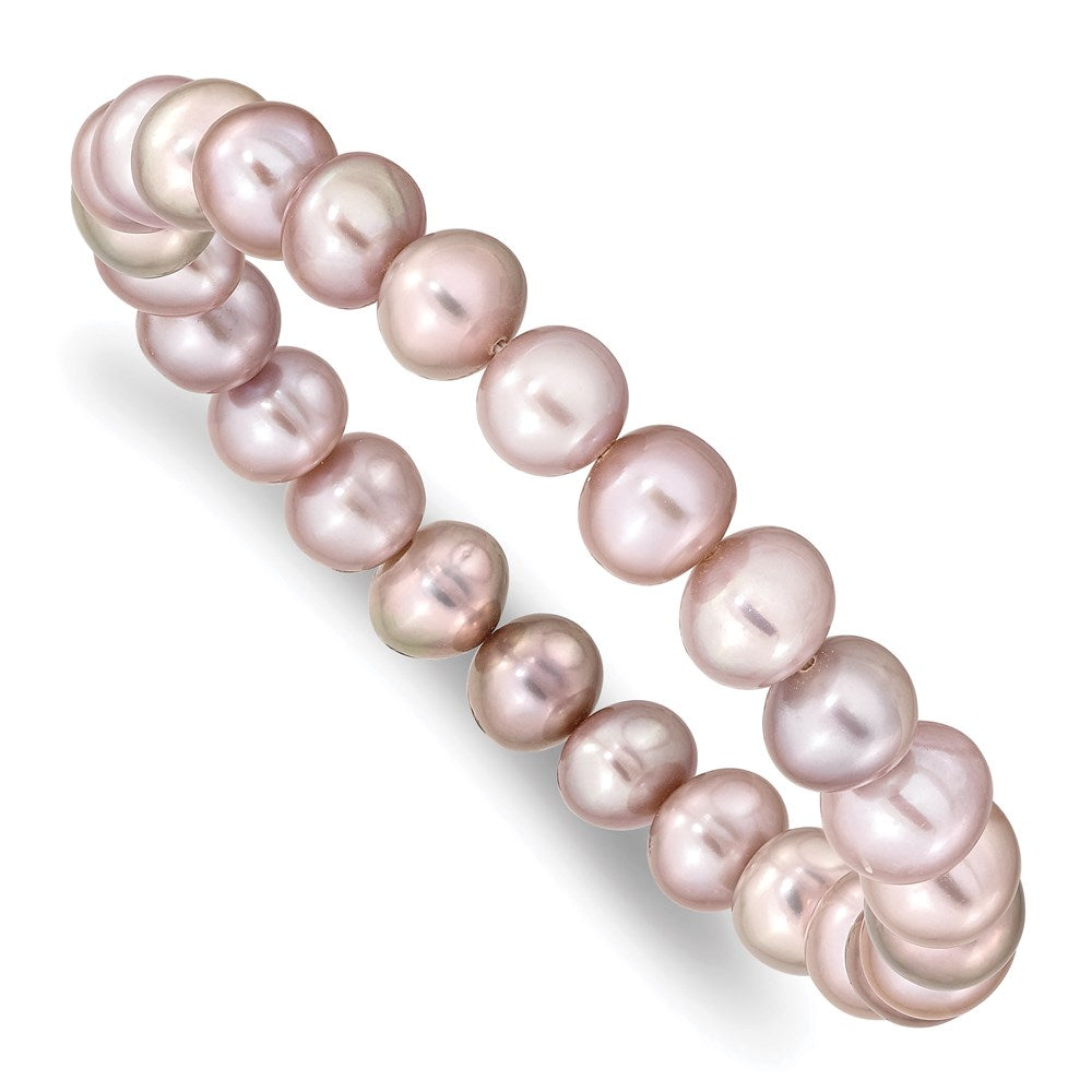 Fashion 8-9mm Pink Near-Round Freshwater Cultured Pearl Stretch Bracelet
