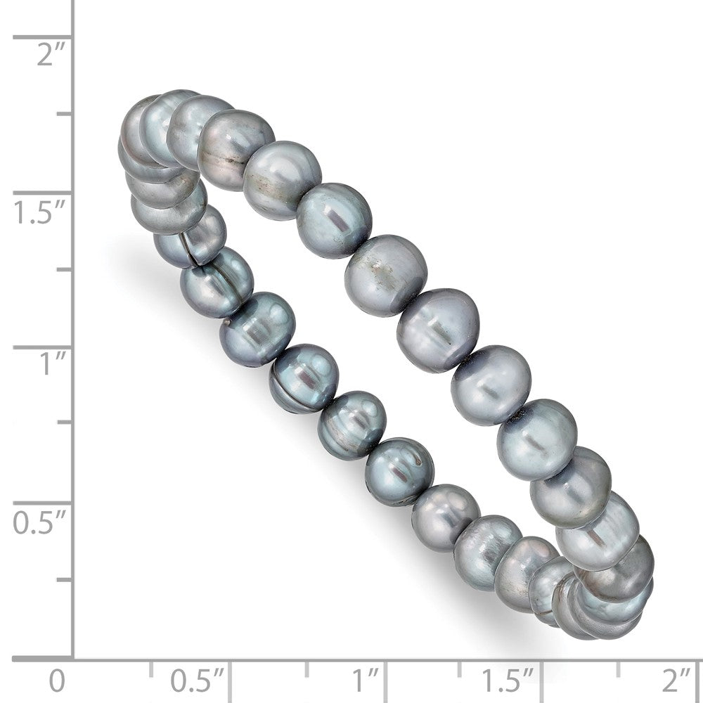 Fashion 6-7mm Grey Freshwater Cultured Pearl Stretch Bracelet