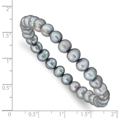 Fashion 6-7mm Grey Freshwater Cultured Pearl Stretch Bracelet
