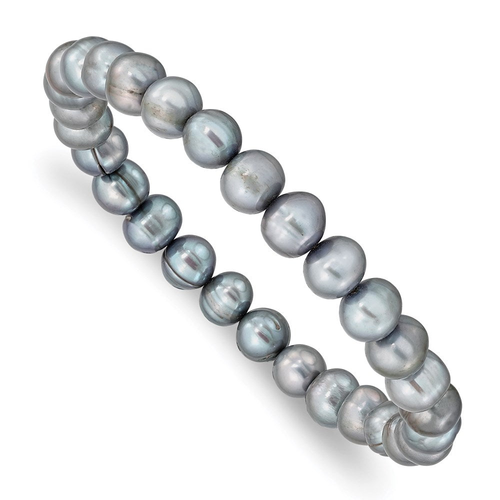 Fashion 6-7mm Grey Freshwater Cultured Pearl Stretch Bracelet