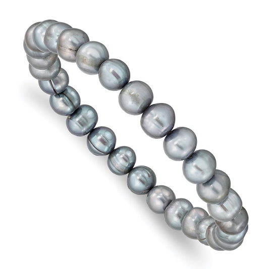Fashion 6-7mm Grey Freshwater Cultured Pearl Stretch Bracelet