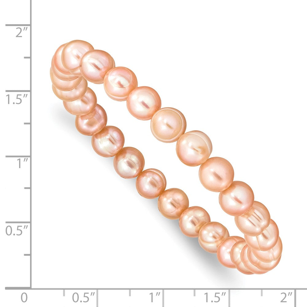 Fashion 6-7mm Pink Freshwater Cultured Pearl Stretch Bracelet