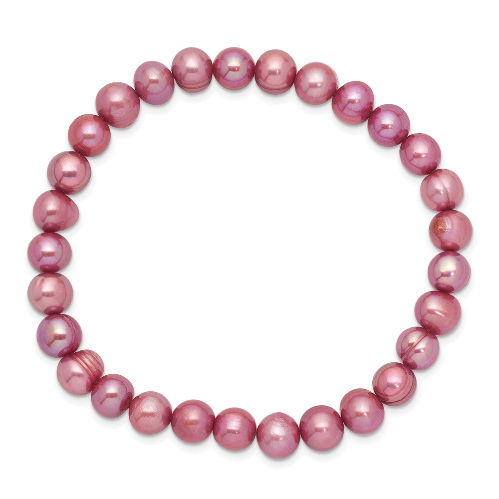 Fashion 6-7mm Rose Freshwater Cultured Pearl Stretch Bracelet