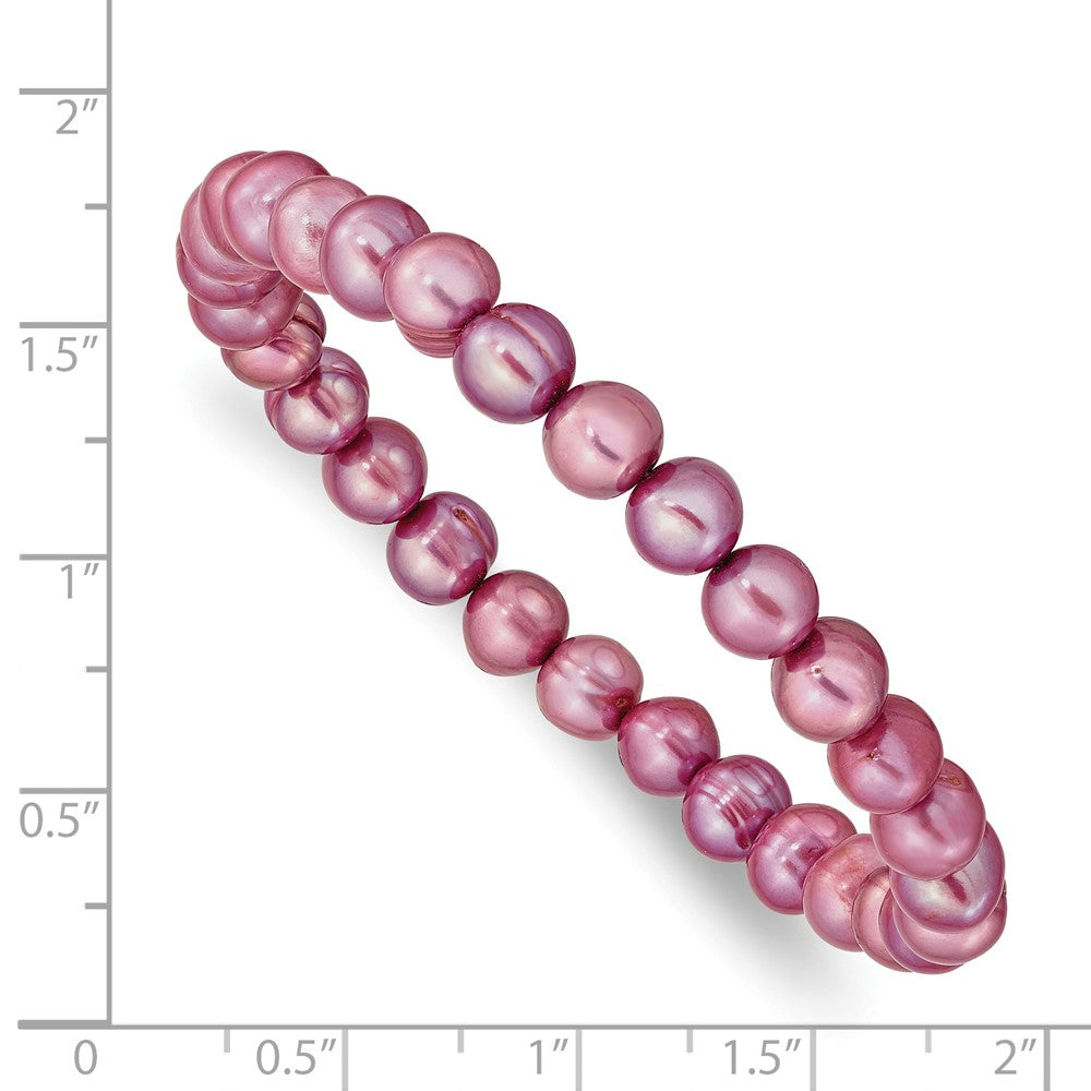 Fashion 6-7mm Rose Freshwater Cultured Pearl Stretch Bracelet