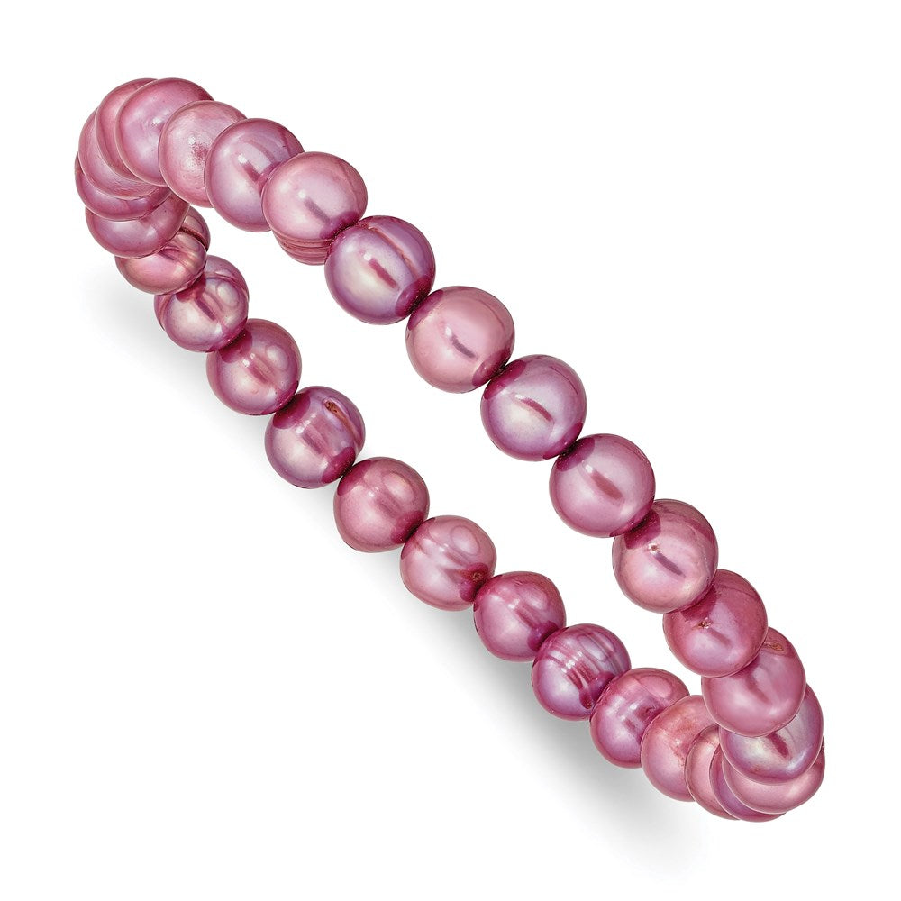 Fashion 6-7mm Rose Freshwater Cultured Pearl Stretch Bracelet