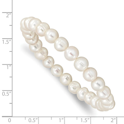 Fashion 6-7mm White Freshwater Cultured Pearl Stretch Bracelet