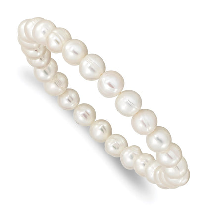 Fashion 6-7mm White Freshwater Cultured Pearl Stretch Bracelet
