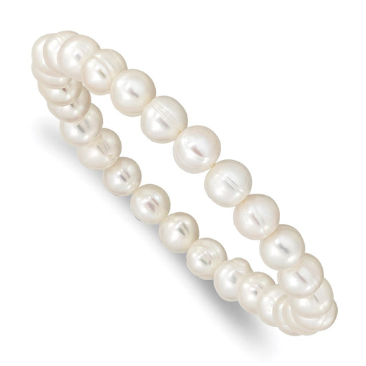 Fashion 6-7mm White Freshwater Cultured Pearl Stretch Bracelet