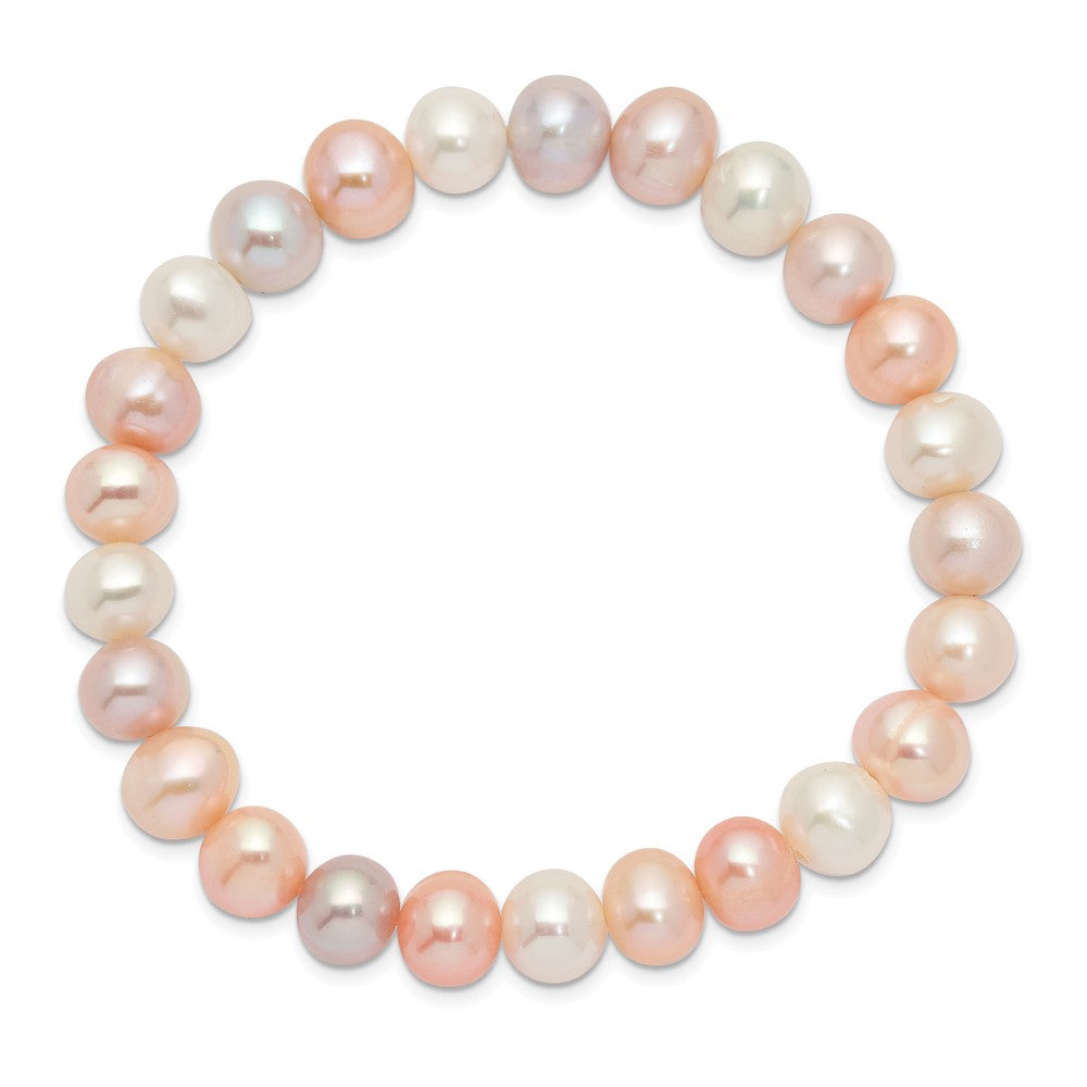 Fashion 8-9mm Fwc Pearl White/Pink/Purple Stretch Bracelet