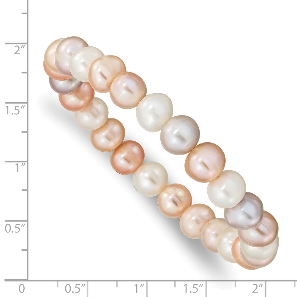 Fashion 8-9mm Fwc Pearl White/Pink/Purple Stretch Bracelet