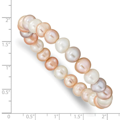 Fashion 8-9mm Fwc Pearl White/Pink/Purple Stretch Bracelet