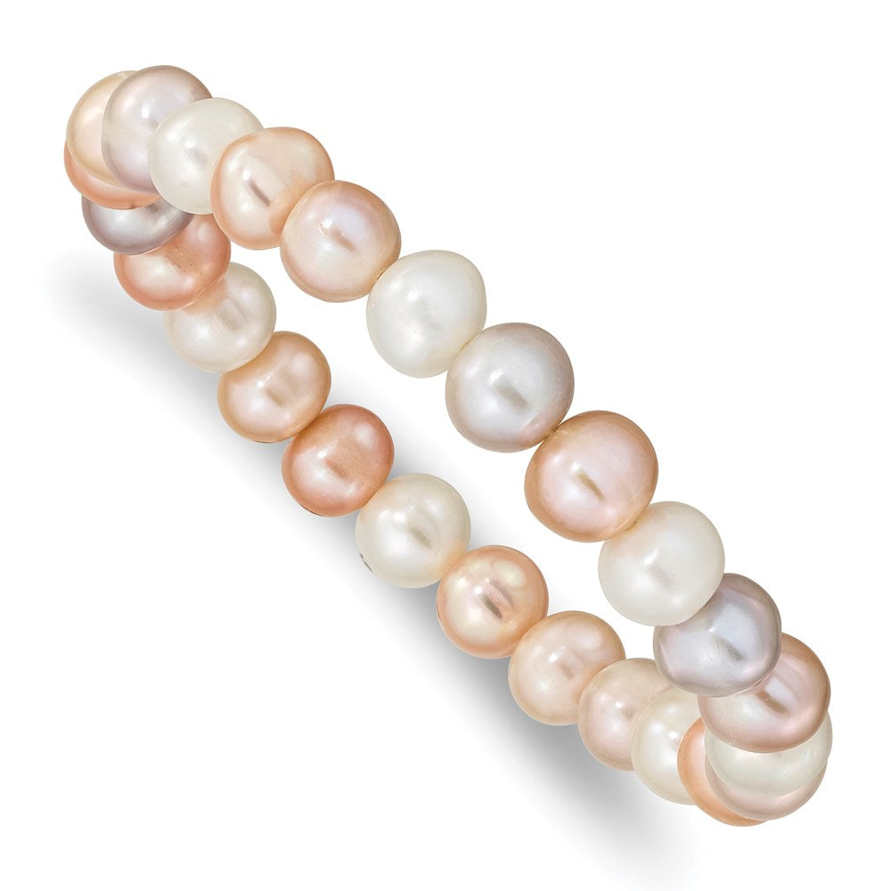 Fashion 8-9mm Fwc Pearl White/Pink/Purple Stretch Bracelet