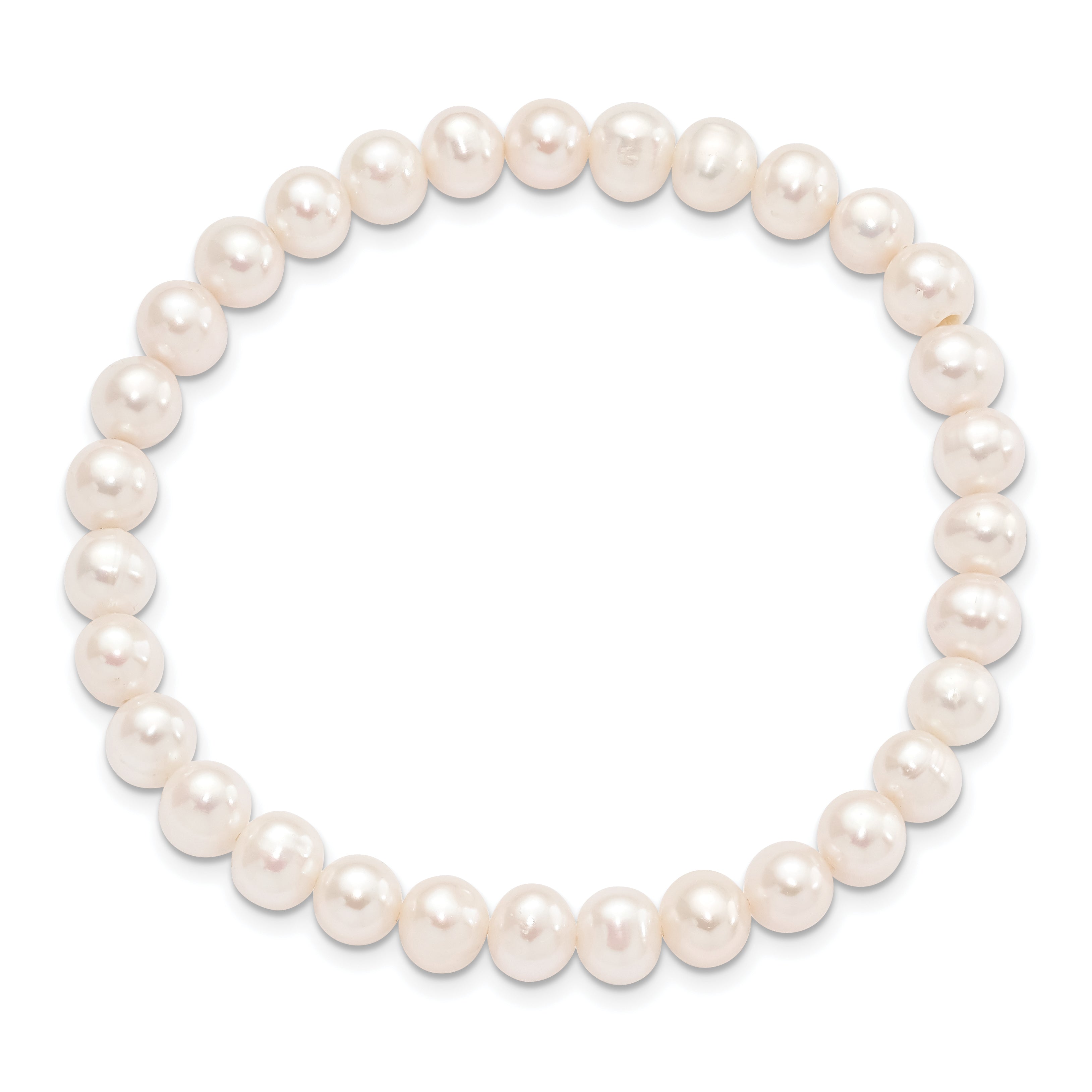 Fashion 6-7mm White Semi-Round Freshwater Cultured Pearl Stretch Bracelet