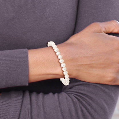 Fashion 6-7mm White Semi-Round Freshwater Cultured Pearl Stretch Bracelet