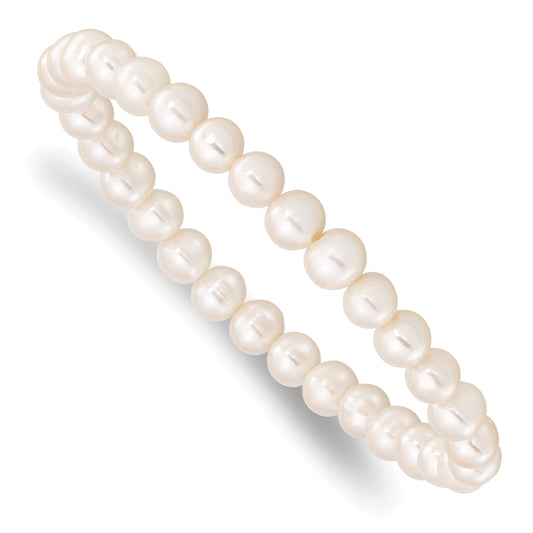 Fashion 6-7mm White Semi-Round Freshwater Cultured Pearl Stretch Bracelet