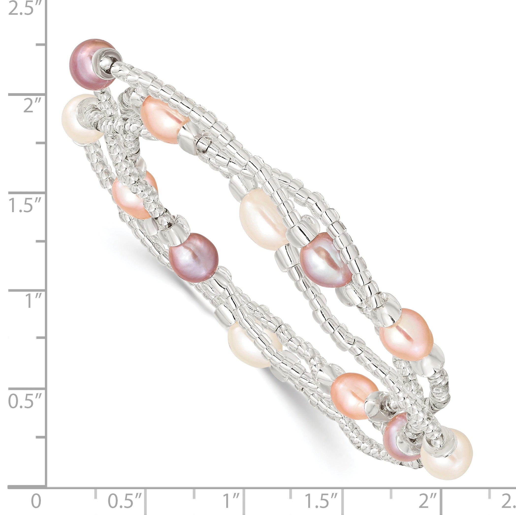 Fashion 6-8mm White/Pink/Purple Rice Freshwater Cultured Pearl And Glass Bead Stretch 3-Bracelet Set