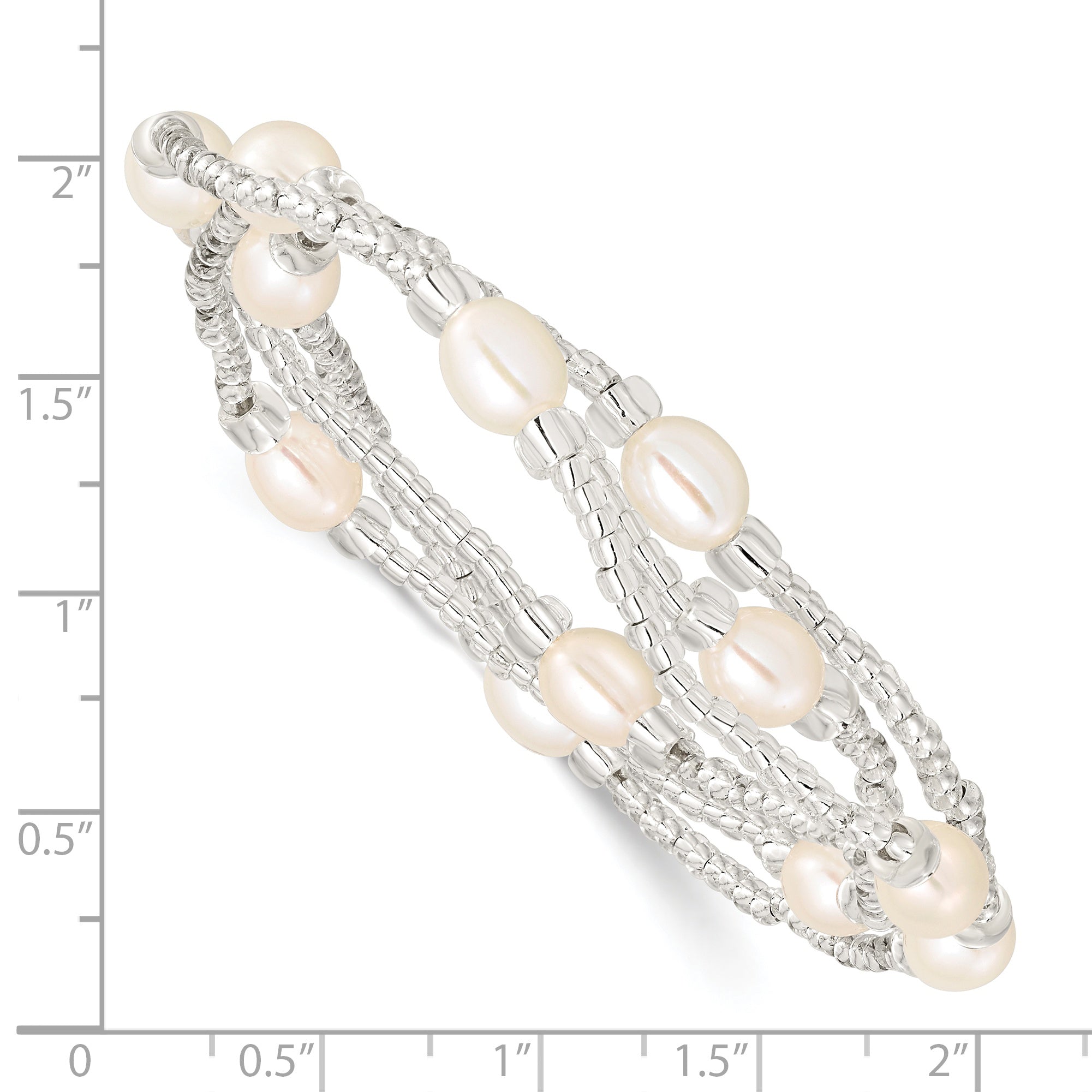 Fashion 6-8mm White Rice Freshwater Cultured Pearl And Glass Bead Stretch 3-Bracelet Set