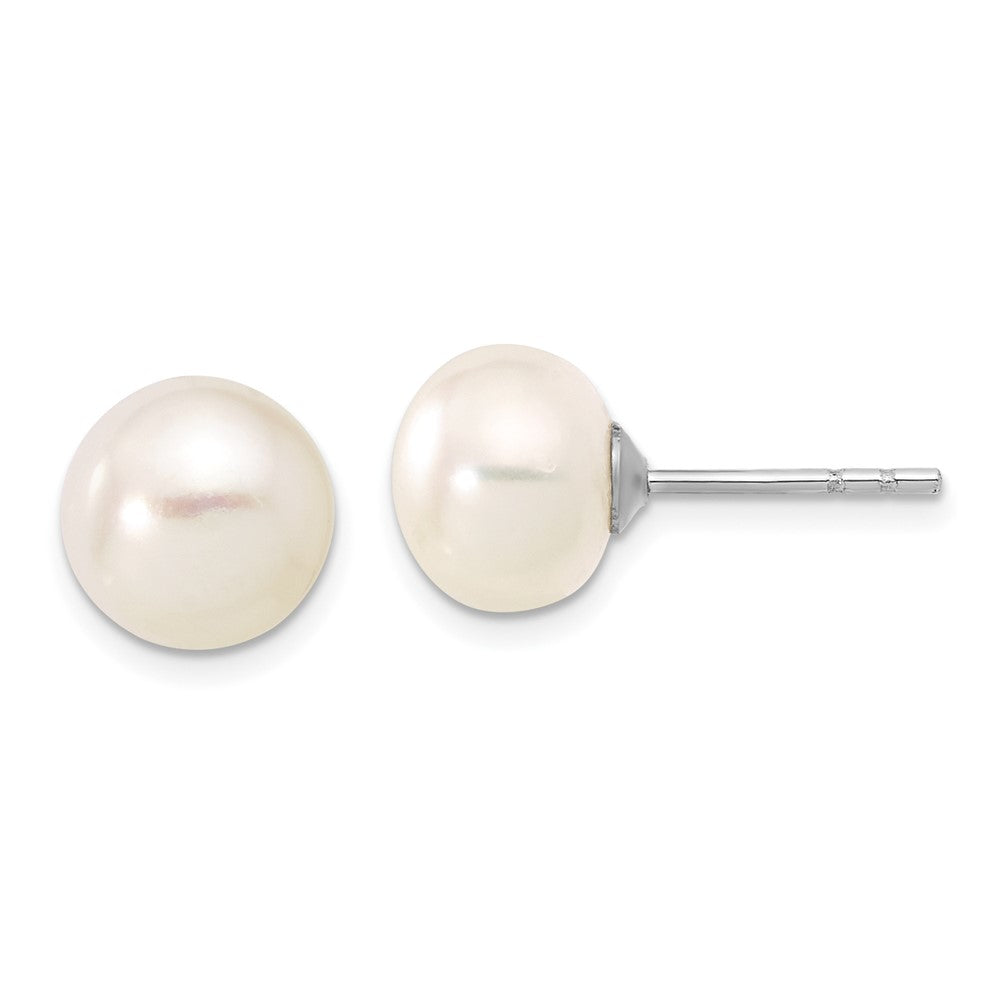 Sterling Silver Rh-P 7-8mm White Fwc Pearl Earring Bracelet Necklace Set