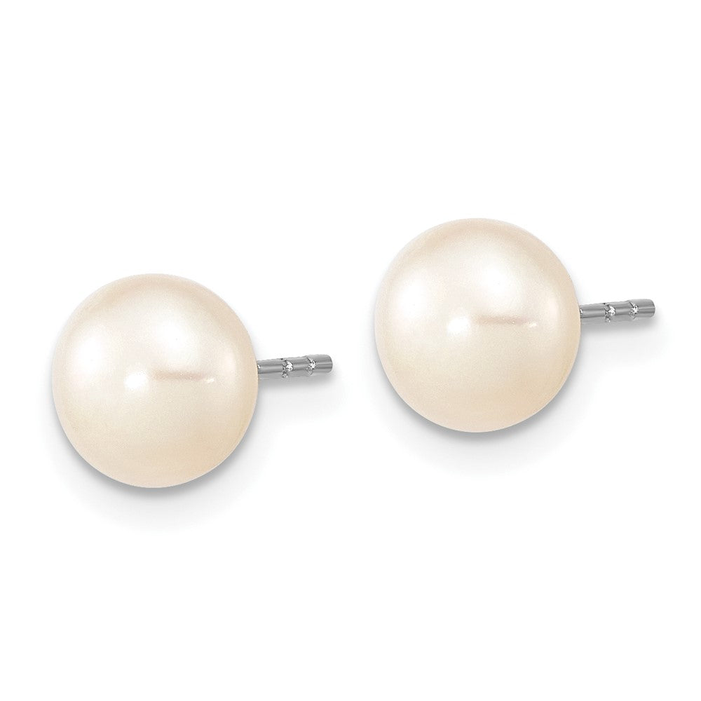 Sterling Silver Rh-P 7-8mm White Fwc Pearl Earring Bracelet Necklace Set