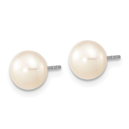 Sterling Silver Rh-P 7-8mm White Fwc Pearl Earring Bracelet Necklace Set