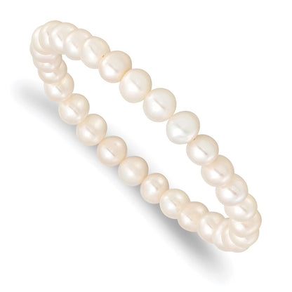 Sterling Silver Rh-P 7-8mm White Fwc Pearl Earring Bracelet Necklace Set