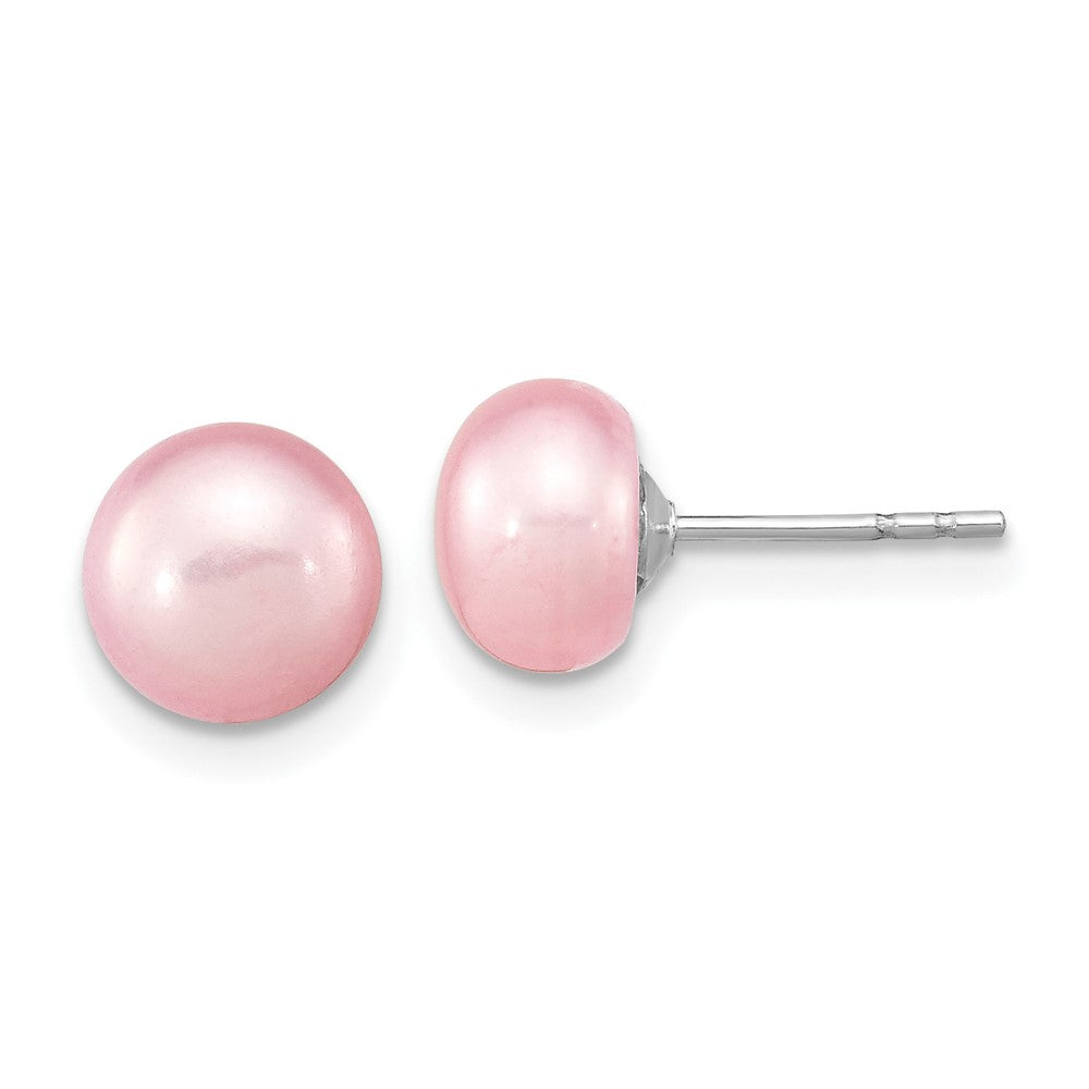 Sterling Silver Rh-P 7-8mm Pink Fwc Pearl Earring Bracelet Necklace Set